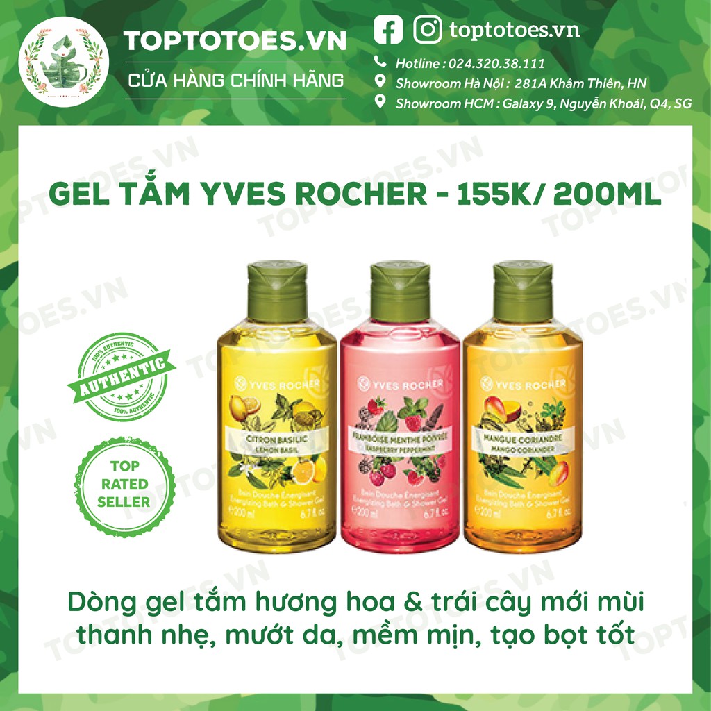 Gel tắm thiên nhiên Pháp Yver Rocher hương hoa và trái cây
