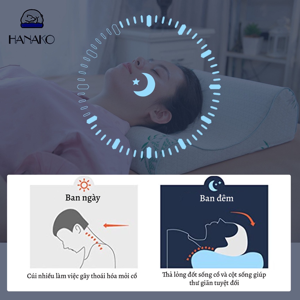 Gối chống thoái hóa đốt sống cổ chuyên dụng 2 đầu gối cao thấp HANAKO