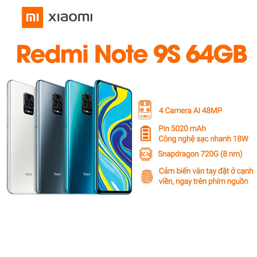 Điện thoại Xiaomi Redmi Note 9S 4GB/64GB - Hàng chính hãng - Bảo hành điện tử 18 tháng | WebRaoVat - webraovat.net.vn