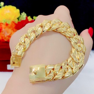 Lắc tay nam kiểu bọng màu vàng 18 cao cấp
