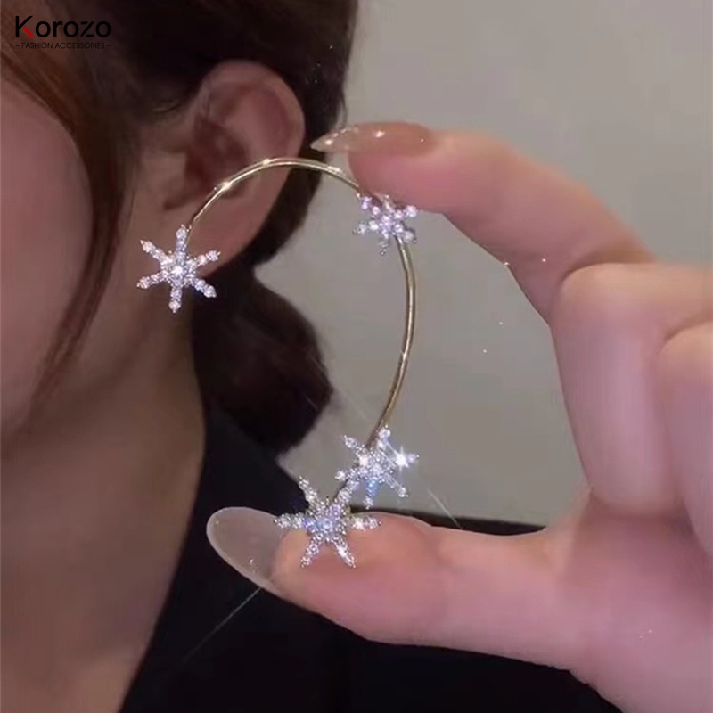 KOROZO Siêu Flash Bông Tuyết Không Có Lỗ Tai Kẹp Thiết Kế Cá Tính Clip Xương Tai Ngọt Ngào