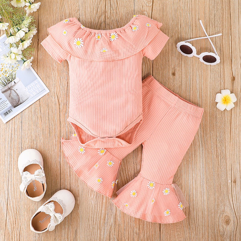 Combo bộ đồ bé gái 0-18 tháng tay ngắn bodysuit liền thân vạch sọcquần dài set mùa hè thời trang cho bé trẻ em sơ sinh