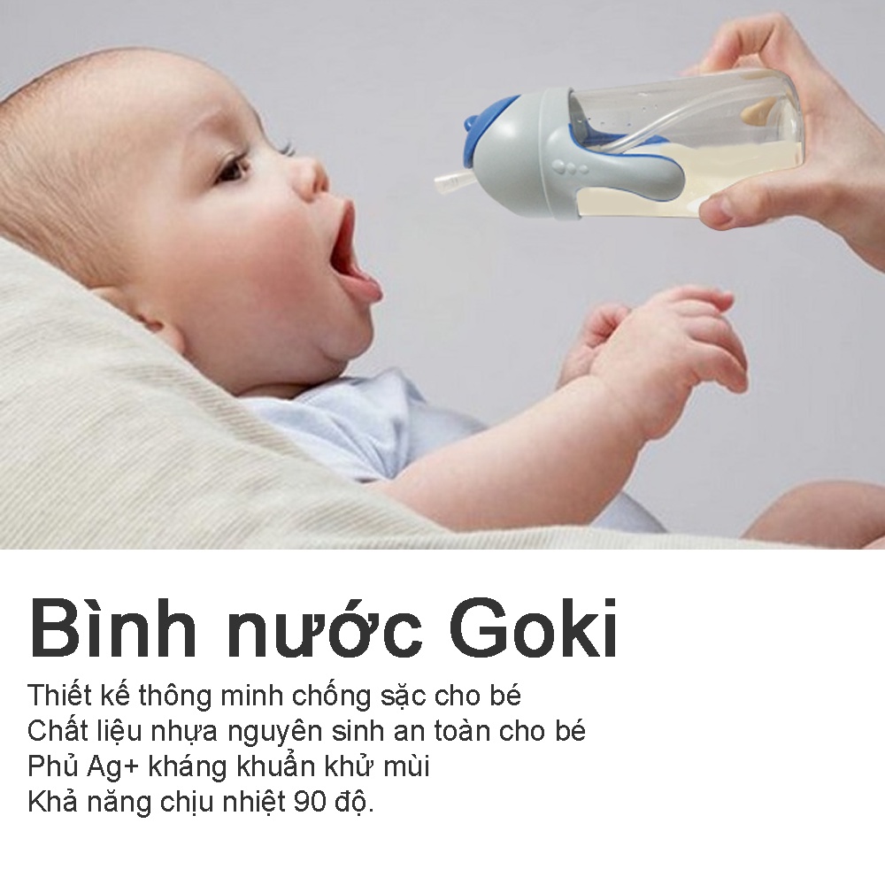 Bình nước Cho bé , inochi chất liệu nhựa nguyên sinh kháng khuẩn chống sặc BIN670