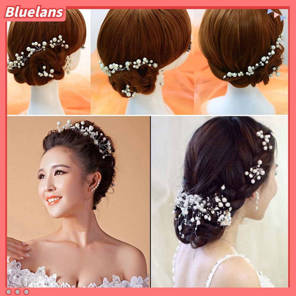 Set 2 KẹP TóC PhốI HạT NgọC Trai Giả ThờI Trang Cho Nữ