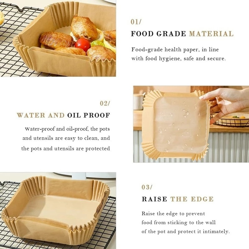 Set 30/50/100 Khay Giấy Nướng Bánh/Nướng Bánh Hình Vuông Không Dính Dùng Một Lần