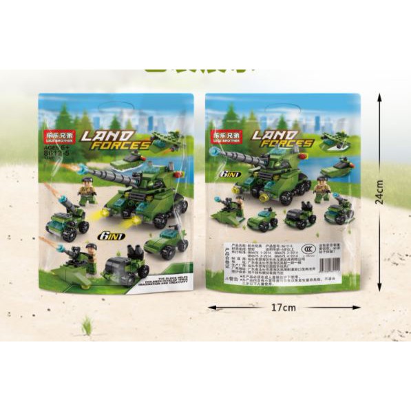 BỘ ĐỒ CHƠI XẾP HÌNH LEGO 6 IN 1 137 CHI TIẾT XE TĂNG CHIẾN ĐẤU