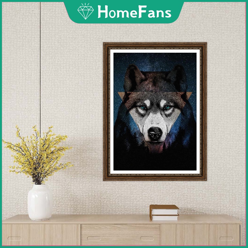 Bộ tranh đính đá 5D tự làm hình chú chó treo tường trang trí 30x40cm