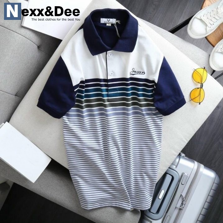 Áo thun polo nam TRUNG NIÊN sọc ngang vải cá sấu có cổ bẻ cao cấp Nexx&Dee PL11