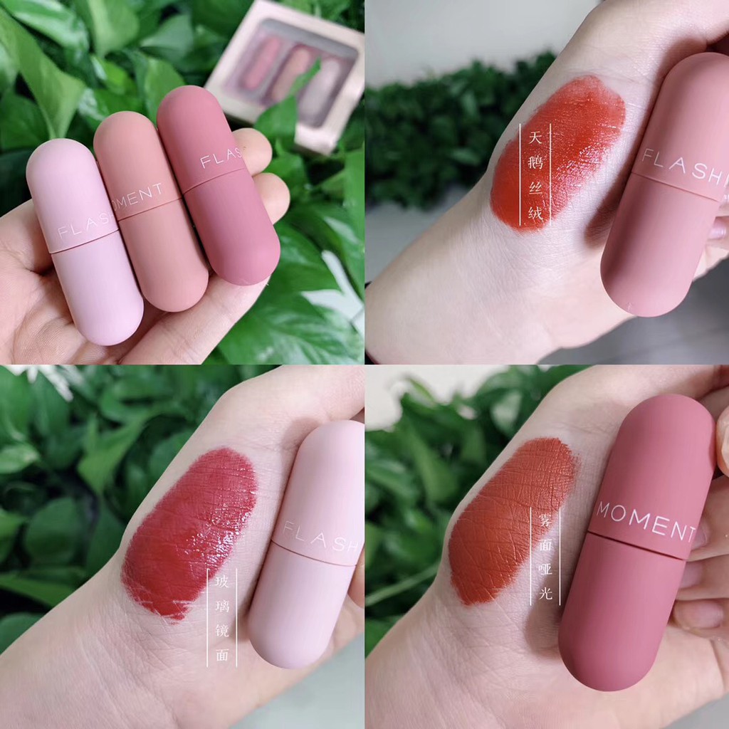 Bộ son kem lì Flash Moment mini trang điểm hình viên con nhộng | BigBuy360 - bigbuy360.vn