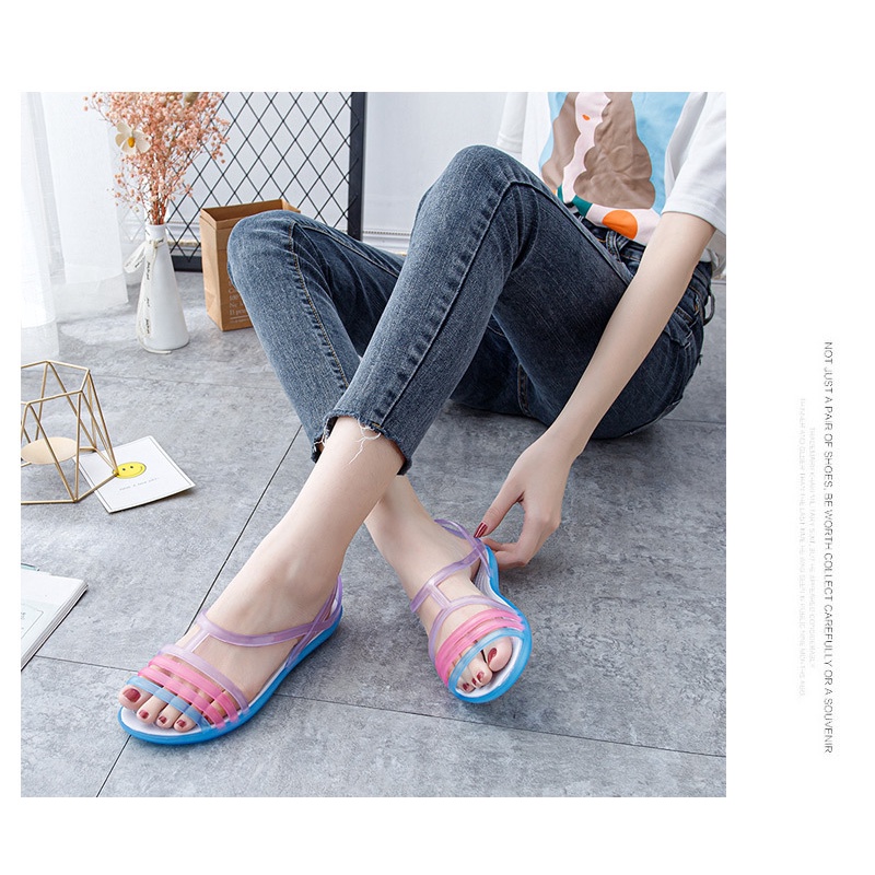 Giày Sandal Nhựa Dẻo Đế Bằng Đục Lỗ Thời Trang Đi Biển Mùa Hè 2022 Cho Nữ