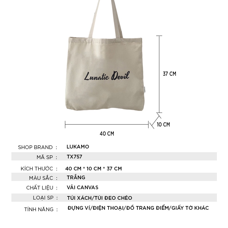 Túi tote bag đẹp vải bố trơn mềm đẹp giá rẻ LUKAMO TX757
