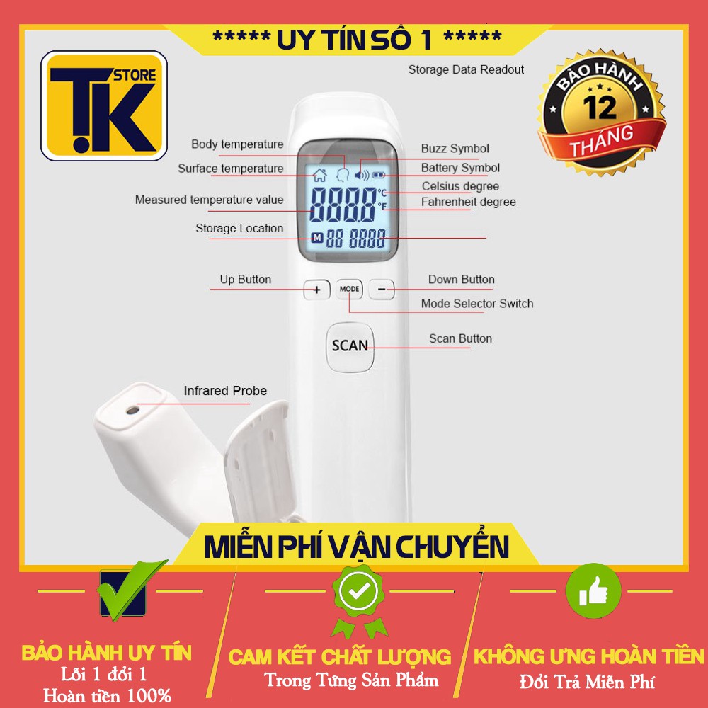 Nhiệt kế điện tử hồng ngoại cảm ứng đo trán đa năng CKT-1502, CK-T1803