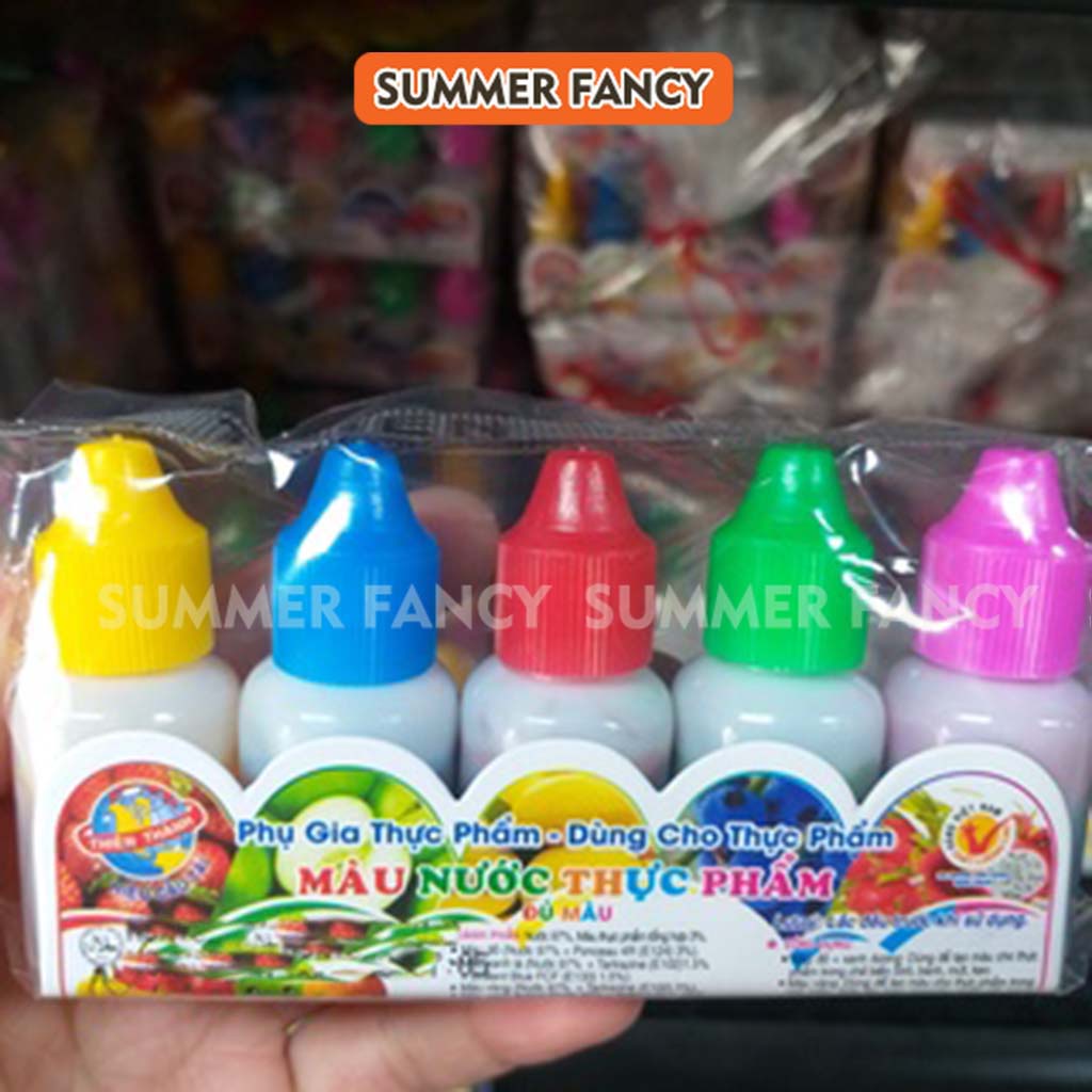Set 5 màu nước thực phẩm ĂN ĐƯỢC nguyên liệu làm bánh kem, rau câu kẹo trà sữa Food Coloring for baking