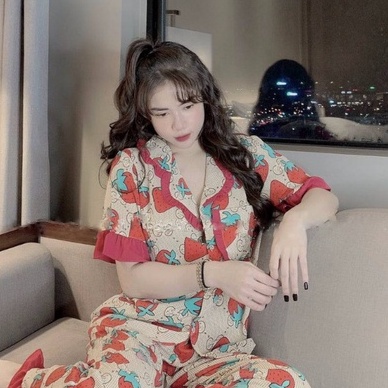 Đồ bộ nữ Fm Style mặc nhà pijama đi ngủ chất đũi xuất xịn cổ bèo họa tiết dễ thương 220212024