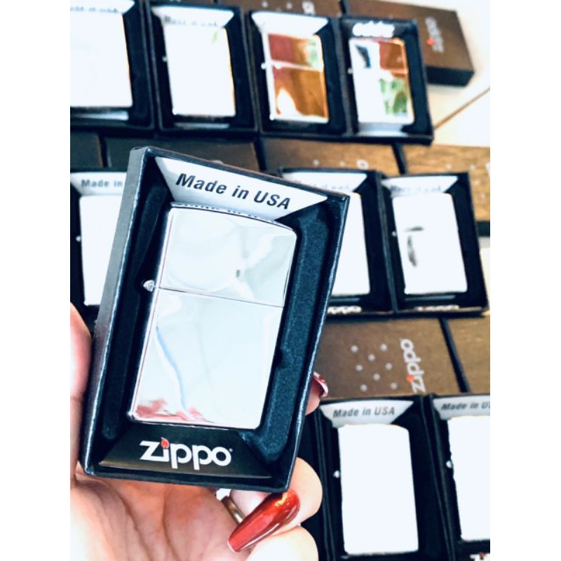 Vỏ Zippo Usa Chrome Cao Cấp, Zippo mỹ