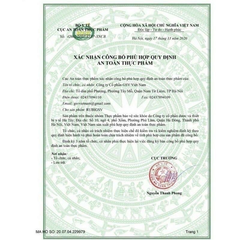 Viên uống Rubi GSV - Hỗ trợ làm đẹp da | Thế Giới Skin Care