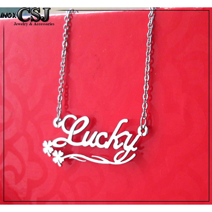 Dây Chuyền In Chữ Lucky may mắn