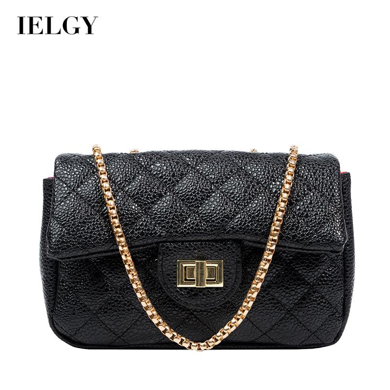 Túi đeo vai IELGY màu trơn phối khóa hình thoi đơn giản phong cách Hàn Quốc cho nữ