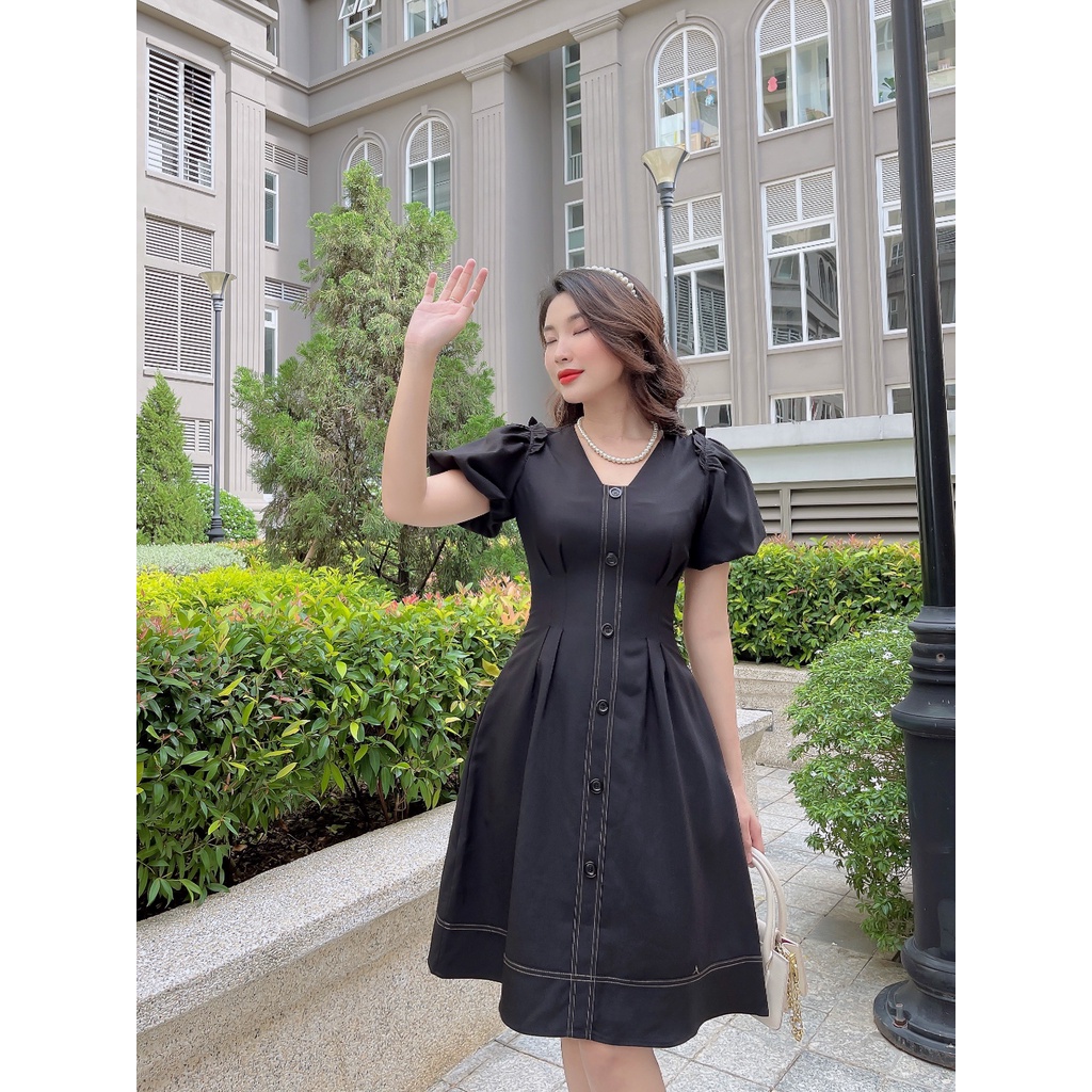 Đầm xòe tạo kiểu vai bèo tay bồng nhẹ nhàng Adriana dress C326 Cin house