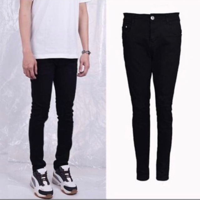 Quần Jeans Đen Trơn - Rách Gối