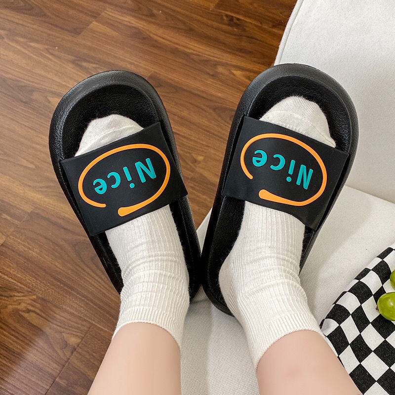 2022 new nice soft-soled mid-thick-soled slippers for feces comfortable home outdoor non-slip bottom couple slippers women