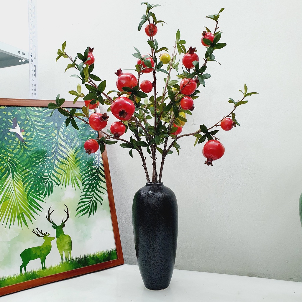 Lọ hoa thủy tinh Bình hoa decor trang trí dáng vintage - Gốm sứ Bát Tràng cao cấp - Đen