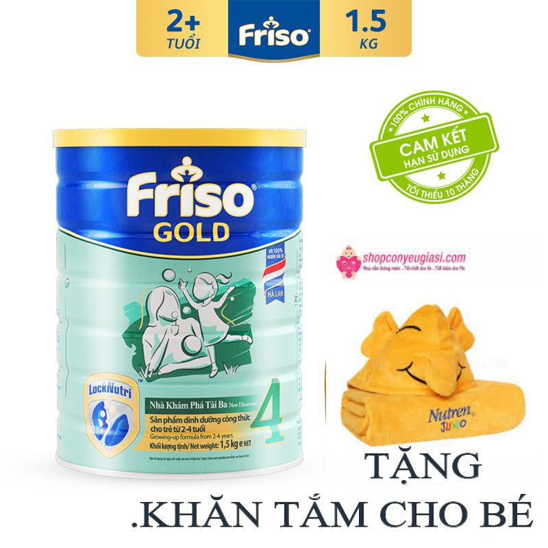 [Tặng khăn tắm ,che nắng cho bé]- Sữa Friso Gold 4 1500g HSD mới nhất 2023