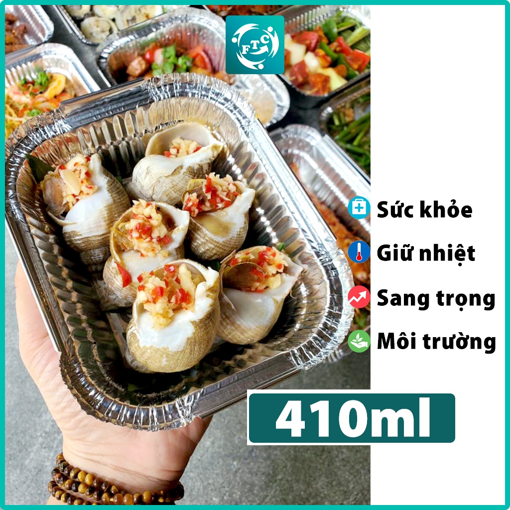 Set 10 khay nhôm 410ml Ftc hộp nhôm đựng thức ăn cao cấp MS150