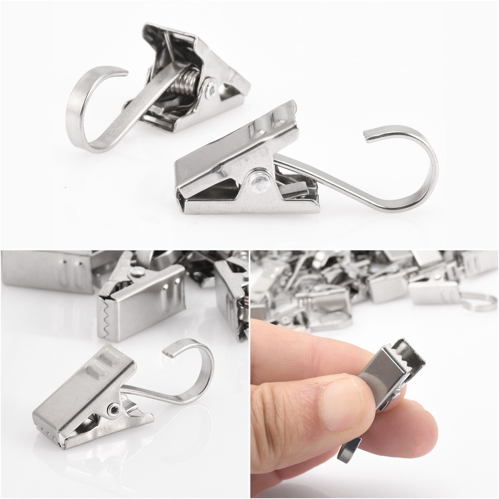 Yueton Gói 30 Kẹp Thép Không Gỉ Có Móc Treo Rèm Cửa Trang Trí Nhà CR1
