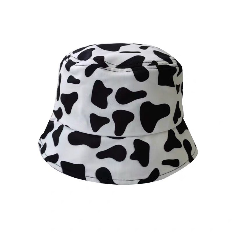 Mũ bucket, Nón vành tròn thời trang nam nữ hoạ tiết trắng đen bò sữa form rộng kiểu dáng unisex phong cách Ulzzang