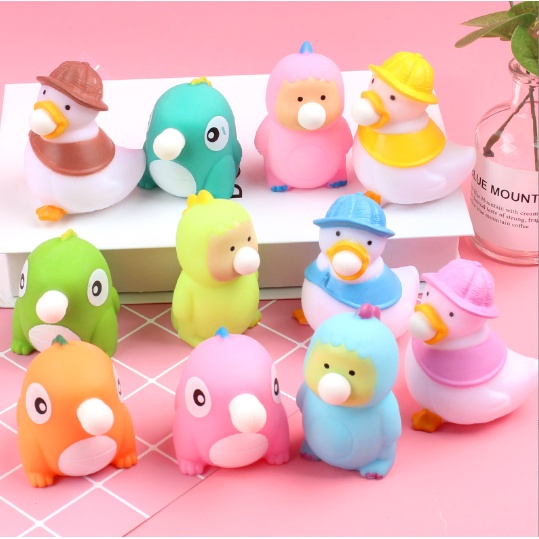 khủng long vịt thổi bong bóng bóp DCB56 bóng lười thú bóp thủ công handmade squishy toy