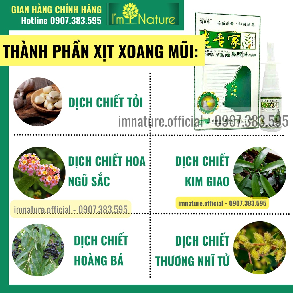 Xịt Xoang Mũi Hỗ Trợ Dứt Điểm Xoang Cấp Và Mãn Tính Nội Địa Trung JIMINGTANG 20ml