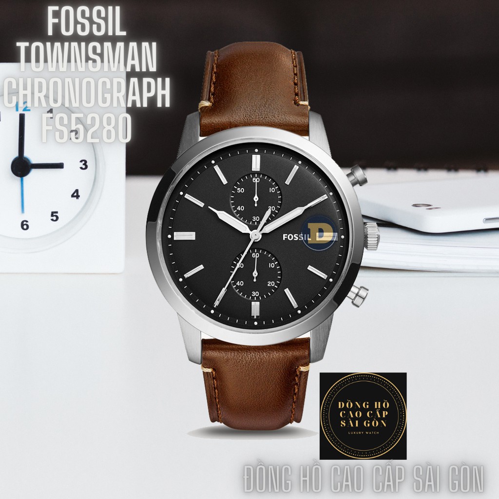 Đồng Hồ Nam Fossil Townsman Chronograph FS5280 , Dây Da Nâu , Fullbox Hãng