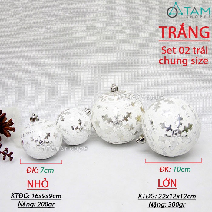 Set 2 trái châu Noel họa tiết bông tuyết cùng size cùng màu X-TRCH-05 TTTM