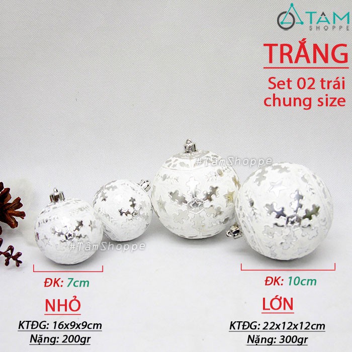 Set 2 trái châu Noel họa tiết bông tuyết cùng size cùng màu X-TRCH-05