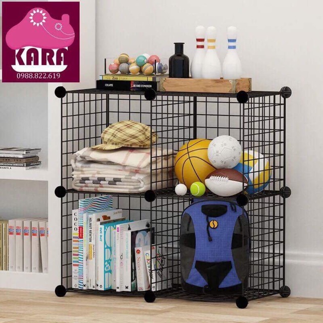 KỆ ĐA NĂNG 12 Ô TỦ ĐỰNG ĐỒ BẰNG NHỰA VÀ LƯỚI THÉP SIZE 37x37cm.