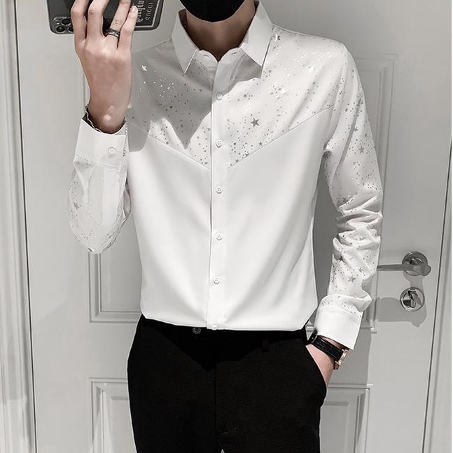 Áo sơ mi, áo sơ mi in sao  đẳng cấp,tạo điểm nhấn cuốn hút, hàng thiết kế cao cấp H59