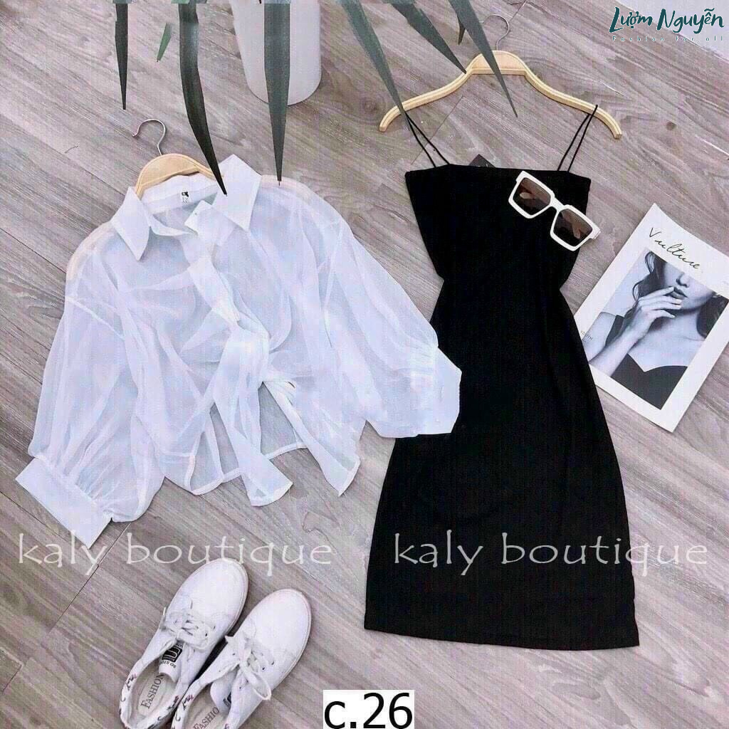 Đầm body hai dây kèm khoác xịn sò