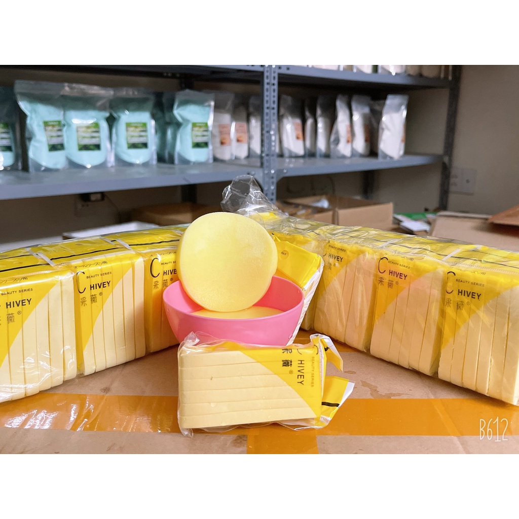 Mút rửa mặt bọt biển rửa mặt, bông rửa mặt chivey - 1 gói 12 miếng