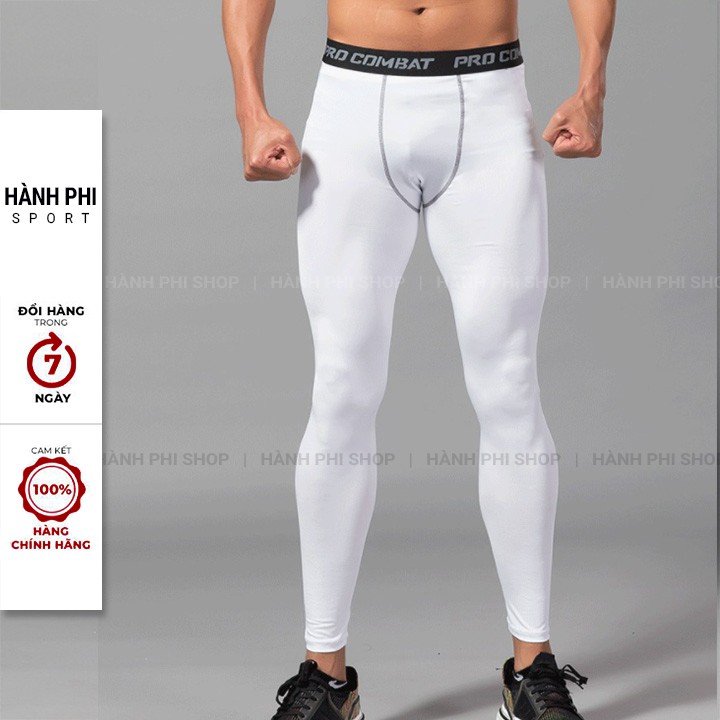 Quần Legging Nam Loại Dài HÀNH PHI SHOP - Quần Thể Thao Nam Dài Trắng Chuyên GYM Bóng Rổ Bóng Đá SPORTWEAR - Màu Trắng