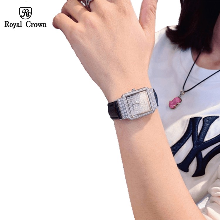Đồng Hồ Nữ Chính Hãng Dây Da Royal Crown 3627 Chống Nước Chống Xước