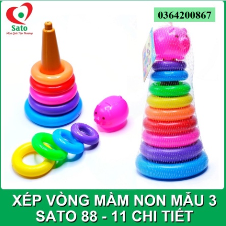 Xếp Vòng Sato Đồ Chơi Xếp Vòng Nhựa Nhiều Màu Cho Bé Hàng Việt Nam)