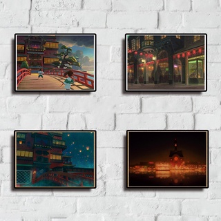 Poster Phim Spirited Away Phong Cách Retro