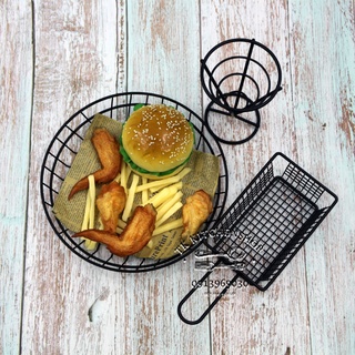 *HÀNGCAOCẤP*Giỏ đen đựng đồ chiên, đồ ăn vặt, giỏ decor thức ăn chất liệu lõi INOX304 - KHÔNGPHẢITHÉP không han rỉ sét