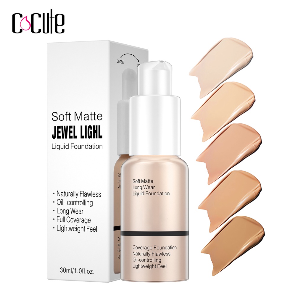 Kem nền che khuyết điểm dạng lỏng Cocute lâu trôi dưỡng ẩm kiềm dầu dành cho trang điểm 30ml