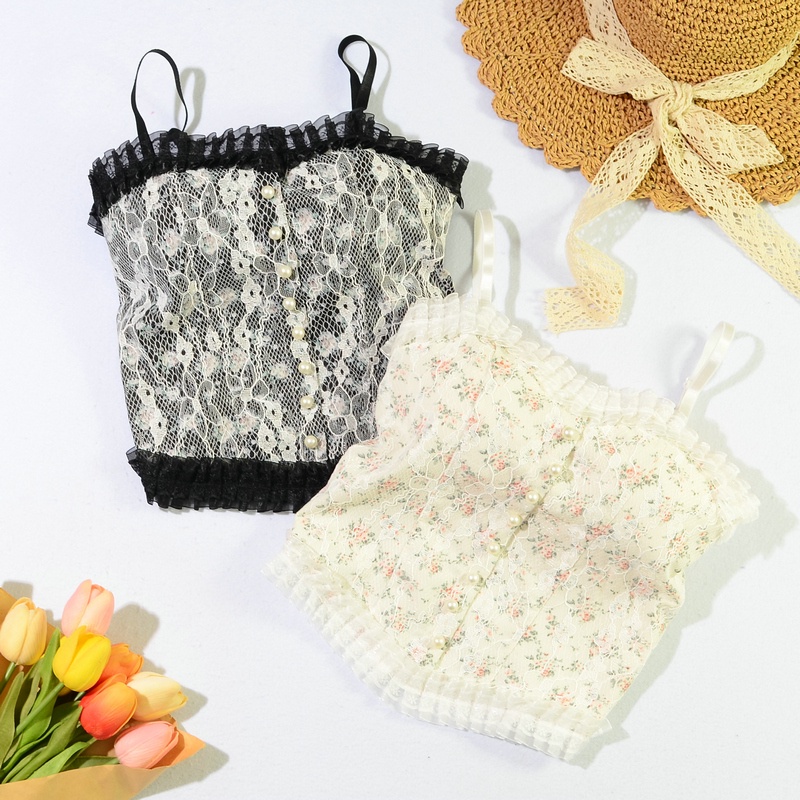 SUXI Áo Hai Dây Dáng Ôm In Hoa Thời Trang Retro Hàn Quốc