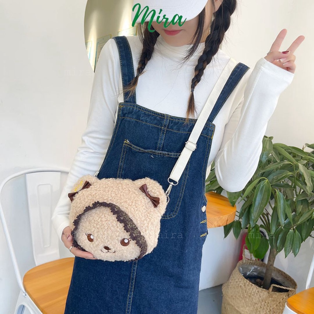 Túi Đeo Chéo Cho Bé Hình Gấu Nâu Phủ Lông Dễ Thương Cute Cho Nữ Phong Cách Ulzzang Hàn Quốc MIRA-TV58609