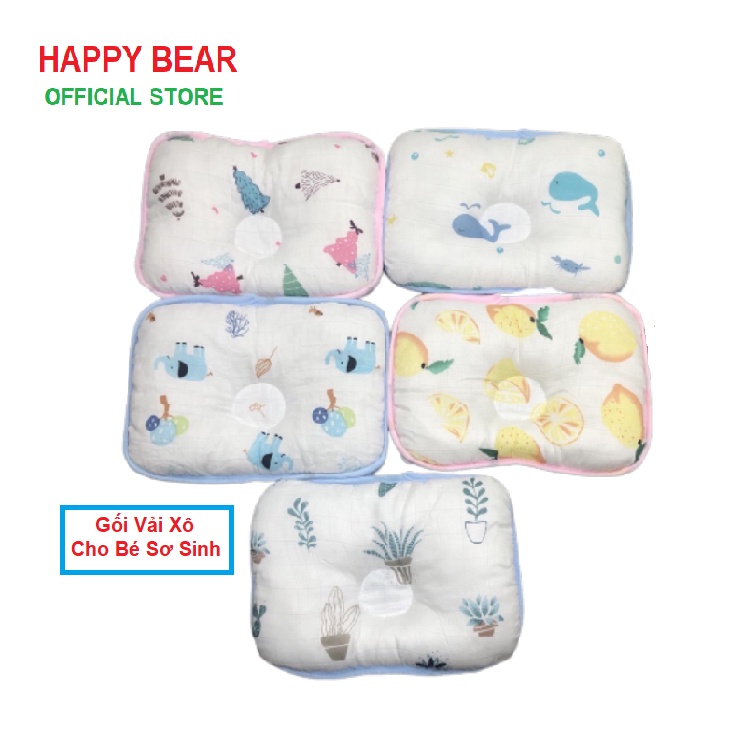 Gối đầu vải xô cho trẻ sơ sinh hàng Việt Nam HAPPYBEAR