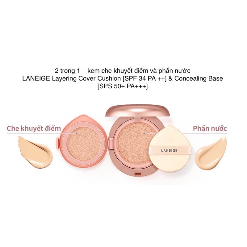 [Auth- Săn Sale]  Phấn nước Layering Cover Cushion Laneige 2in1