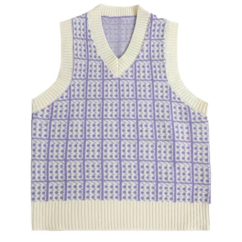 Áo Gile Len Nữ FreeSize, Áo Len Gile Nữ Kẻ Caro Xanh Sóng Điệu Đà Hàng Quảng Châu Dễ Thương | BigBuy360 - bigbuy360.vn